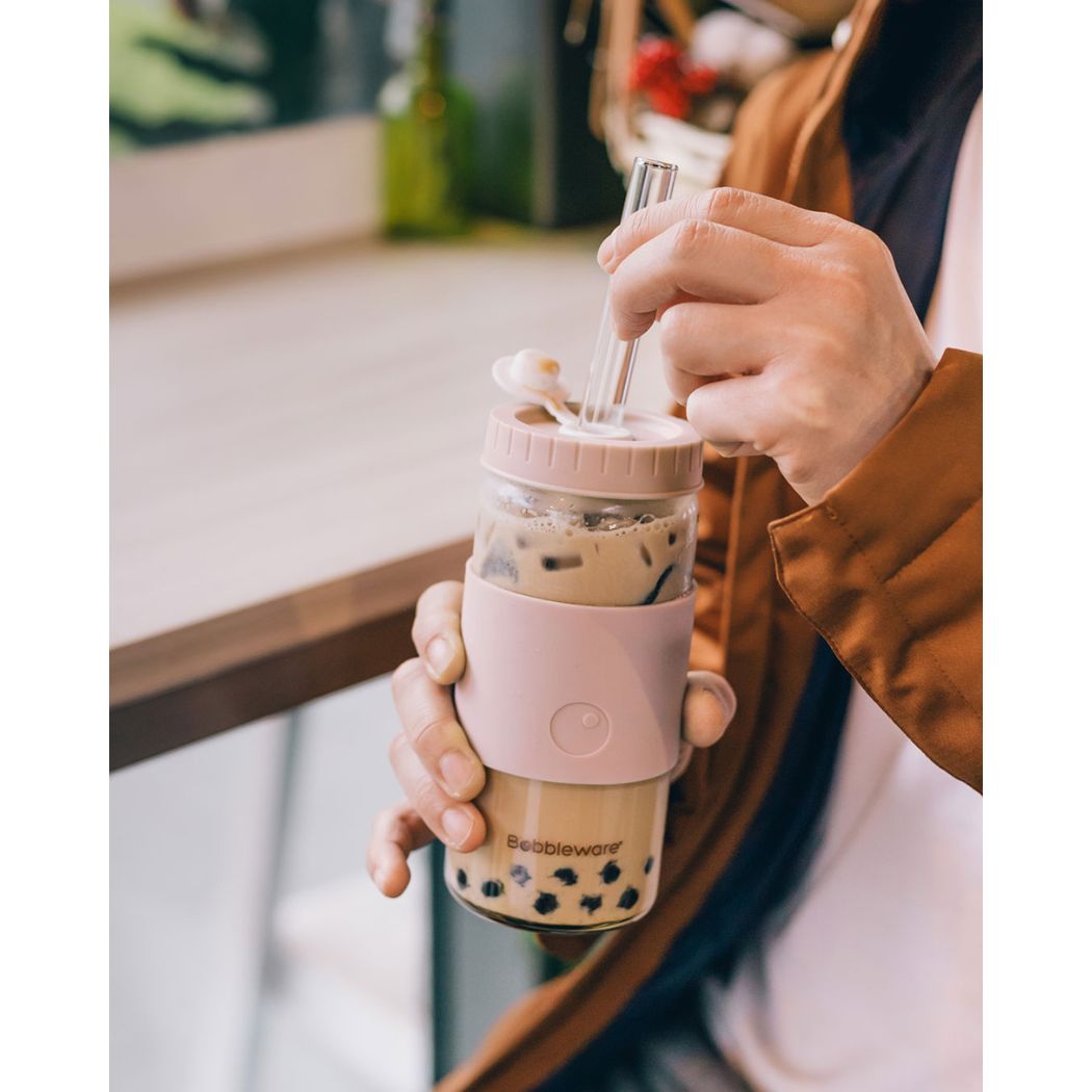 Reusable Straw Tumbler Glass 16oz/500ml - Rose - Bobbleware®